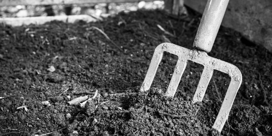 Digging fork use for compost